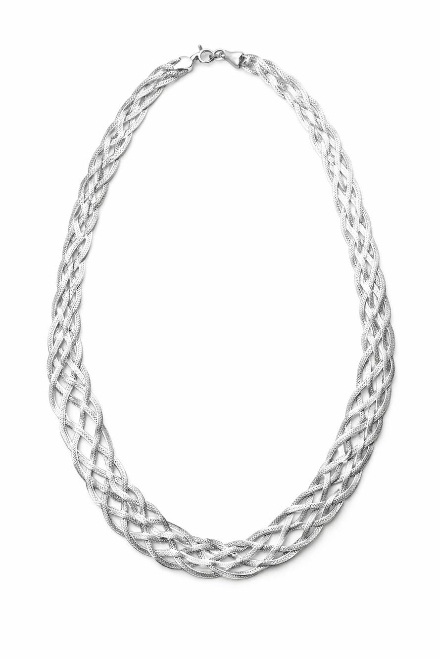 Italian 925 Sterling Silver Braided Herringbone Chain Necklace 18.5 inch 19g ISC